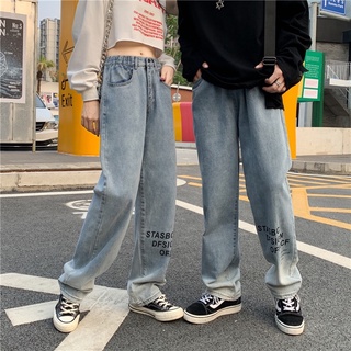 Quần baggy jeans thêu chữ ( kèm ảnh thật ) nam & nữ đều mặc được