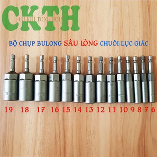 Bộ Khẩu chuôi lục giác chụp Bulong Sâu Lòng 80mm Chuôi Lục Giác Cho Khoan và Máy Bắt Vít 14pc