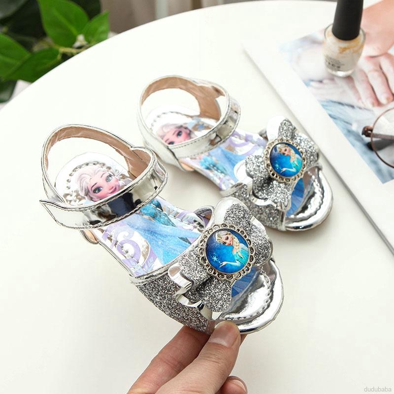 Giày Sandal Da Bóng Đế Bằng Cho Bé Gái