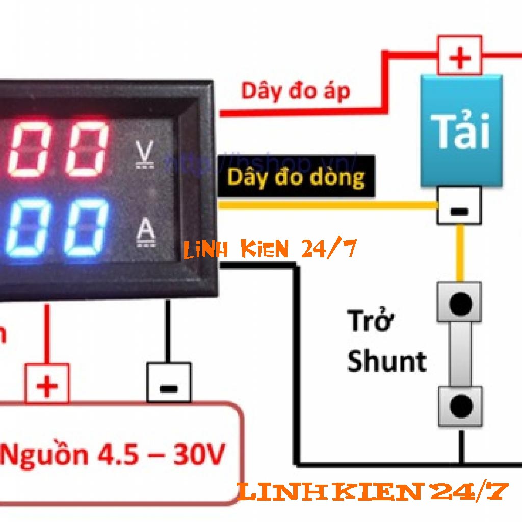 Module Đồng Hồ Đo Dòng - Đo Áp 0-100V 100A DC