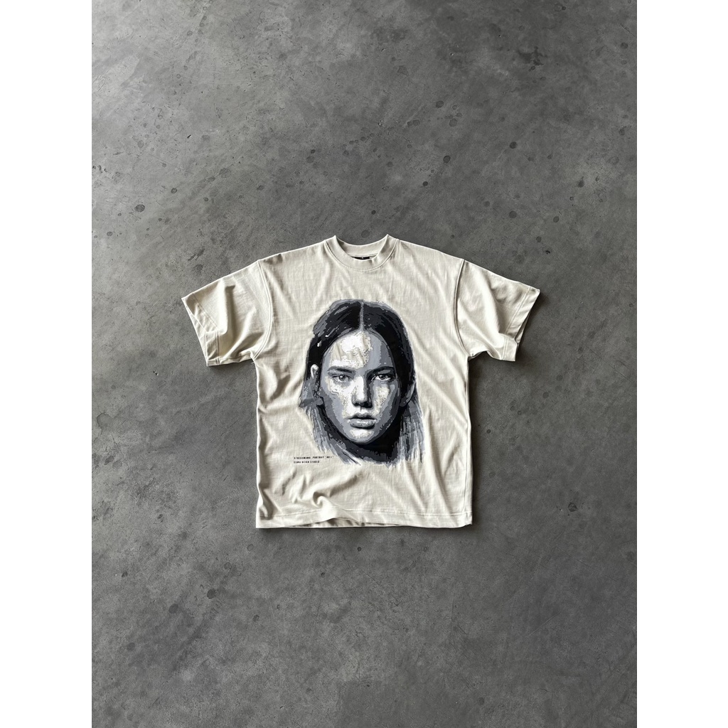 Stressmama Áo Thun Portrait No.1 T-shirt Beige Chất Liệu 100% Cotton vải dày 250GSM in lụa thủ công Local Brand