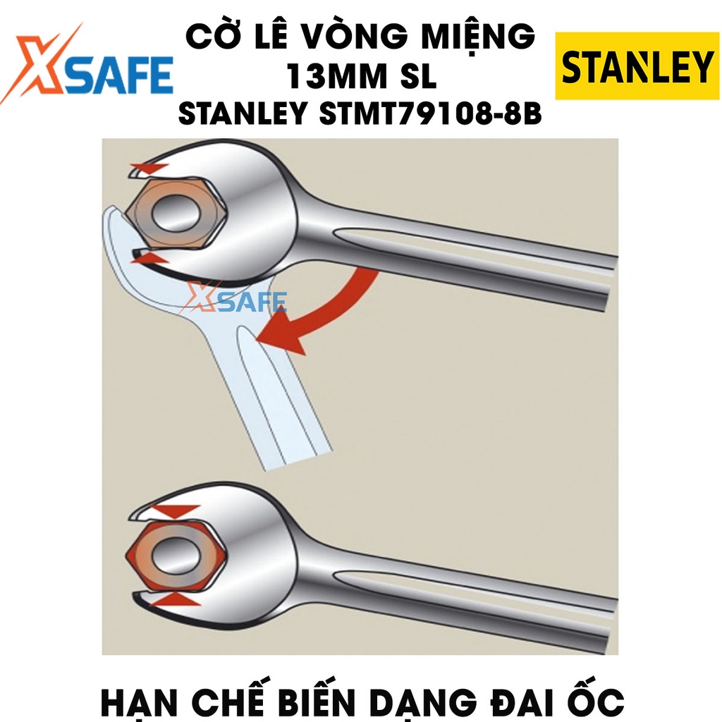 Cờ lê vòng miệng SL STANLEY STMT79108-8B 13mm 1 đầu hở 1 đầu vòng, chất liệu thép CR-V cứng, không gỉ sét - Chính hãng