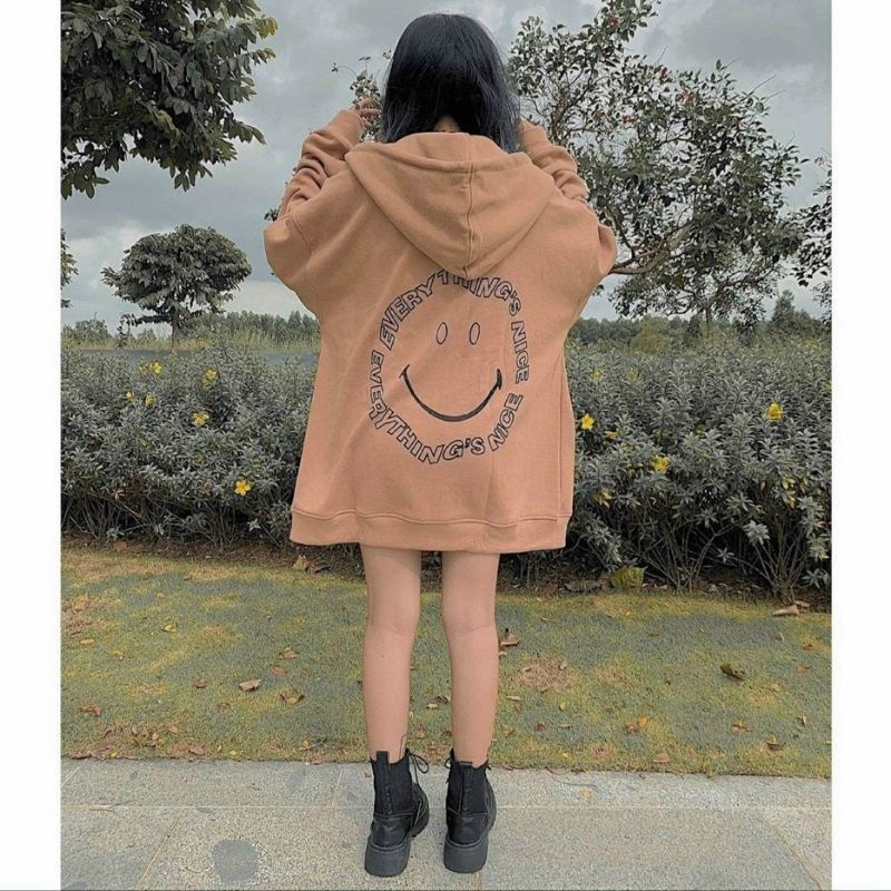 Áo khoác hoodie trơn nỉ bông cao cấp form rộng có mủ to,mẫu áo khoác có zip thời trang ullzang thu đông