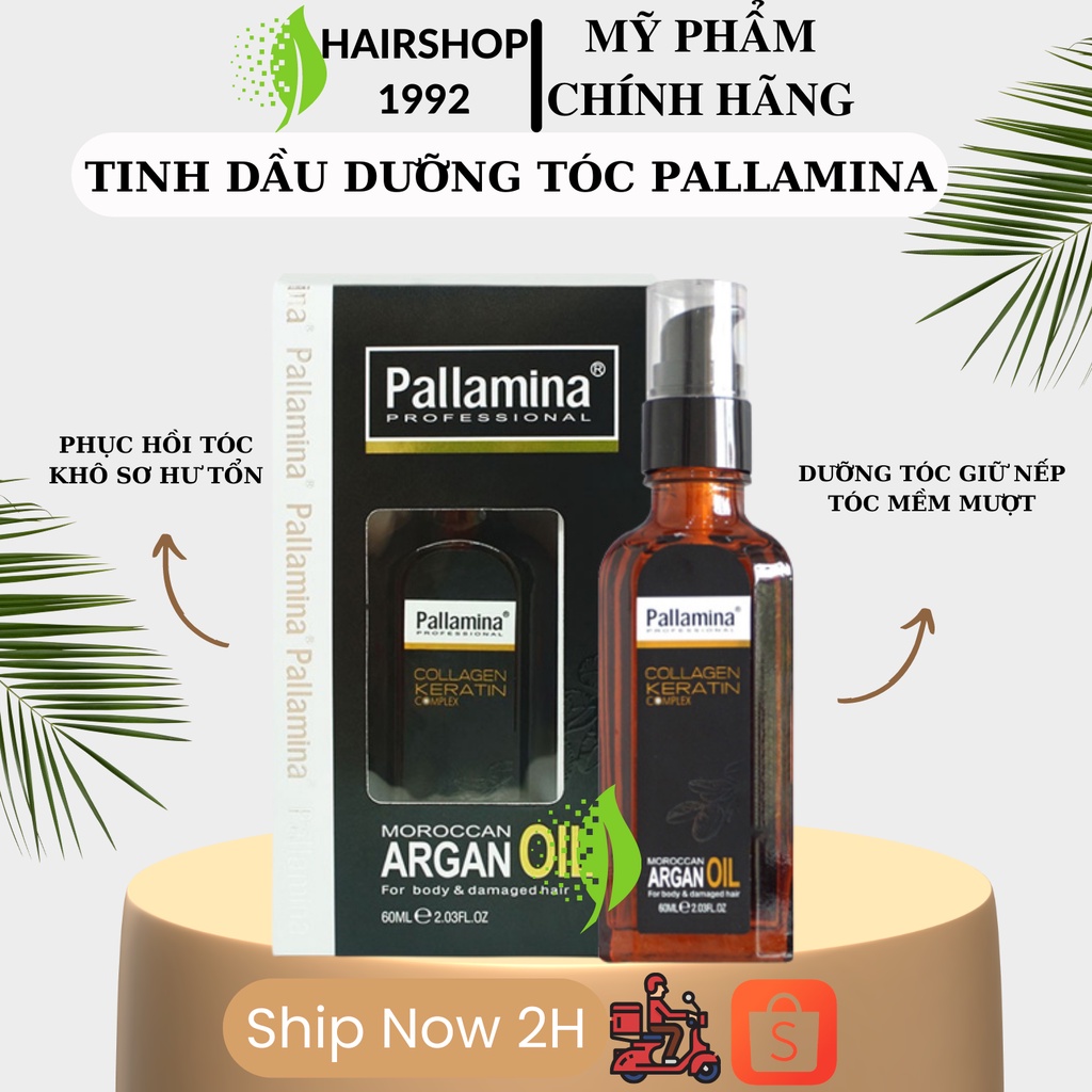 Tinh dầu dưỡng tóc PALLAMINA 60ml phục hồi tóc hư tổn bảo vệ tóc khỏi nhiệt độ tia UV chính hãng | HAIRSHOP_1992