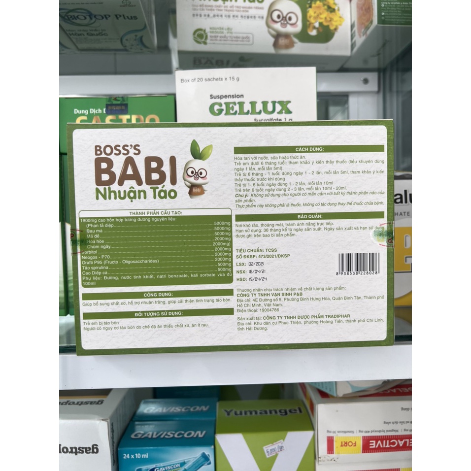 Nhuận Táo BOSS'S BABI Bổ Sung Chất Xơ, Hỗ Trợ Nhuận Tràng, Cải Thiện Táo Bón