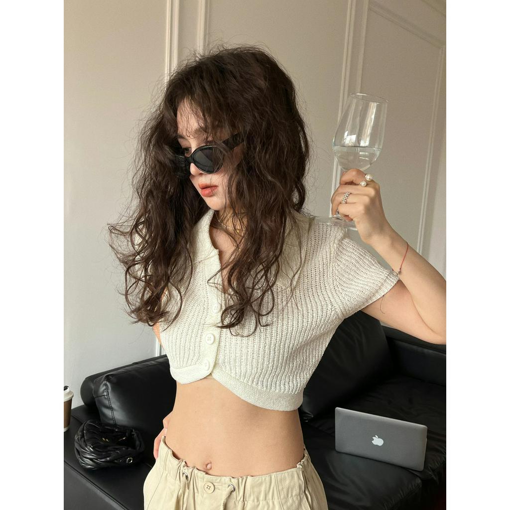 Áo polo Ngắn Tay Phối Nút Thời Trang Hàn Quốc Dành Cho Nữ