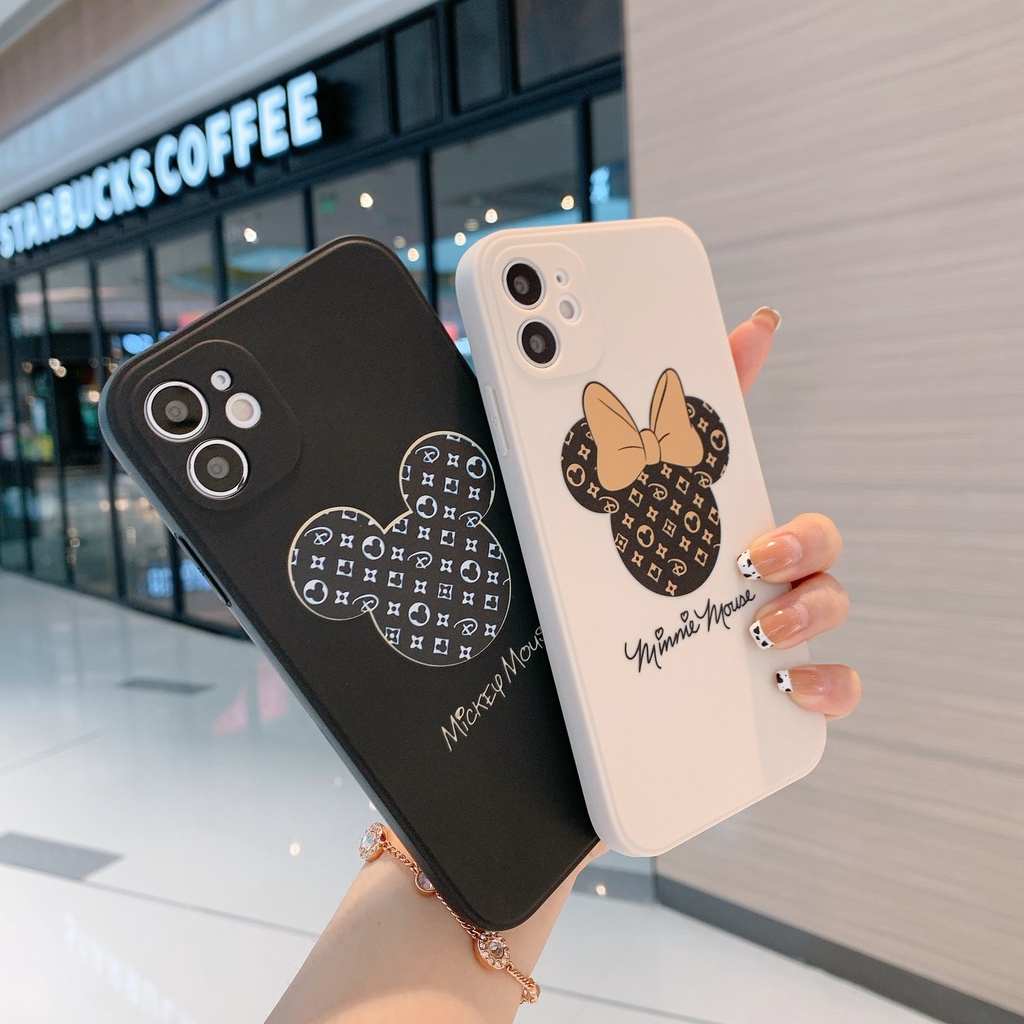 Ốp Điện Thoại Viền Thẳng Họa Tiết Chuột Mickey Disney Cho iPhone 7 plus 8 plus Xs max xr 11 pro max 12 pro max 13 pro max