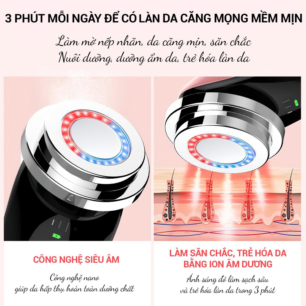 Máy massage mặt, điện di tinh chất, tẩy trang, làm ấm,nâng cơ mặt H2C