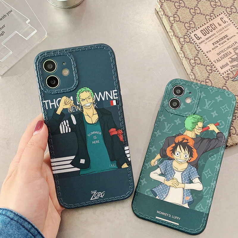 iPhone Case One Piece Luffy Zorro fashion Chain Design Matte Full Lens protection Silicone iPhone 12 Pro Max 11 Pro Max Xs Max XR 7 8Plus SE2 11 PRO MAX Fashion Soft Cover