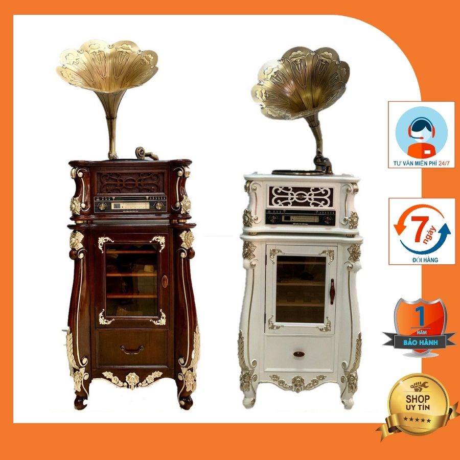 MÁY PHÁT NHẠC CỔ ĐIỂN LOA KÈN ĐỒNG THIẾT KẾ ĐẶC BIỆT CÓ TỦ TRƯNG BÀY VANG MPN41 - CHỈ CÓ TẠI AMORES