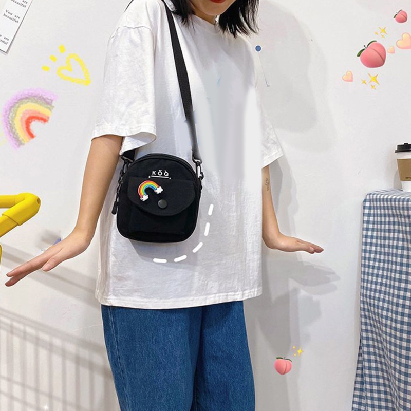 Túi Canvas Đeo Chéo Vai Đựng Điện Thoại Chìa Khóa / Son Môi Tiện Dụng