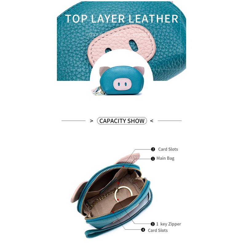 Ví Da Mini Đựng Tiền Xu Họa Tiết Hoạt Hình Dễ Thương Cho Nữ