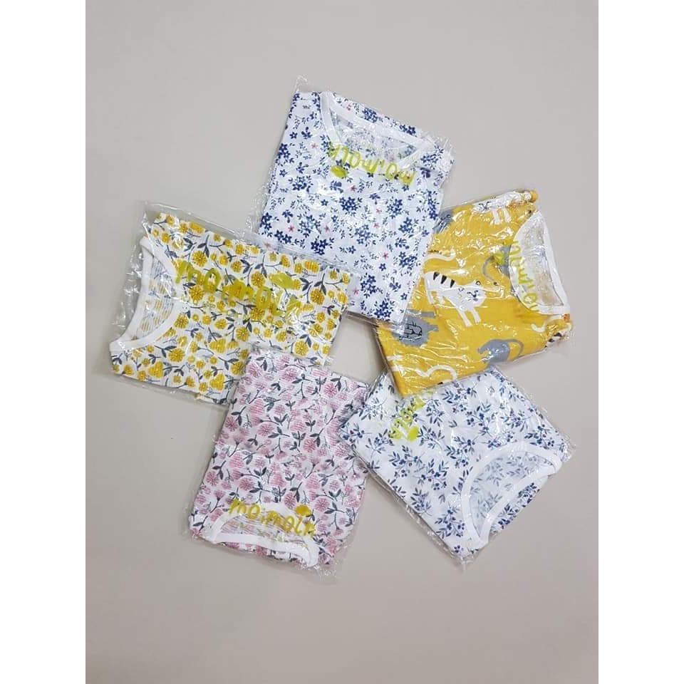 Bộ lửng cotton giấy mềm mại Hàn Quốc cho bé trai bé gái bộ ngủ cho bé 1 đến 4 tuổi