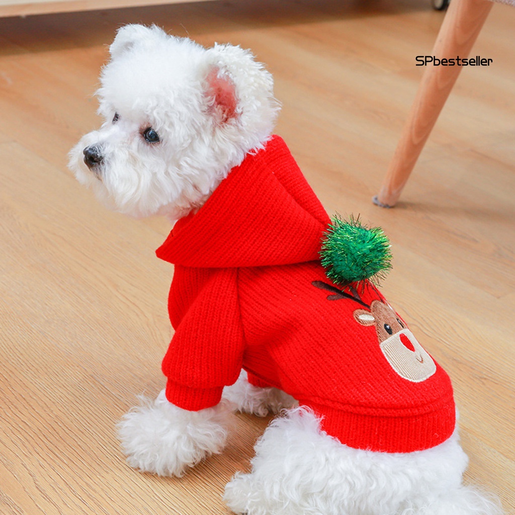 Áo hoodie in họa tiết hoạt hình tuần lộc giữ ấm mùa đông cho cún cưng