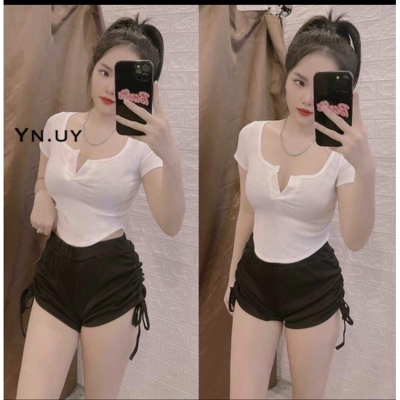 Set áo thun tay ngắn + quần rút dây 2 bên