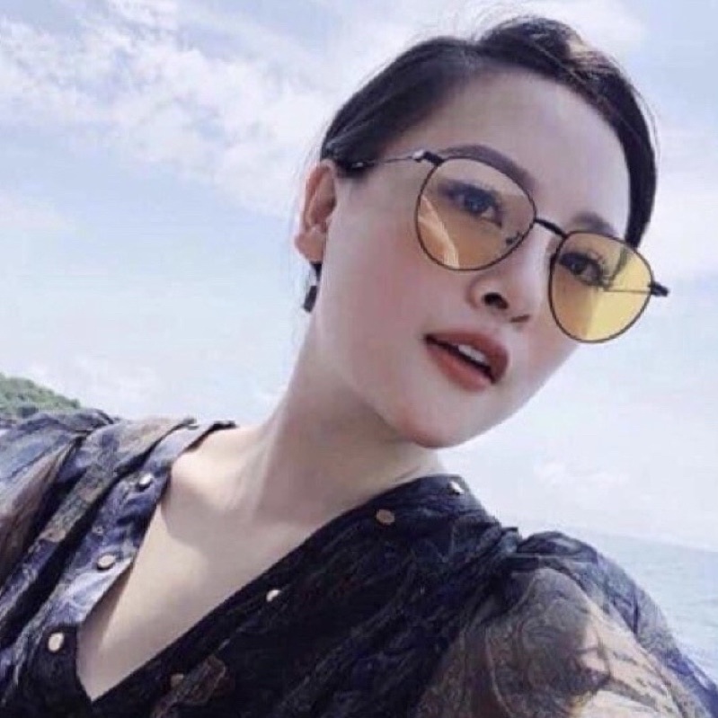 Kính Mát Thời Trang Nam Nữ GM Kính Chữ V Dáng Tròn Mắt Vàng Trẻ Trung,Chống UV400.Gọng Kim Loại Phù Hợp Mọi Khuôn Mặt