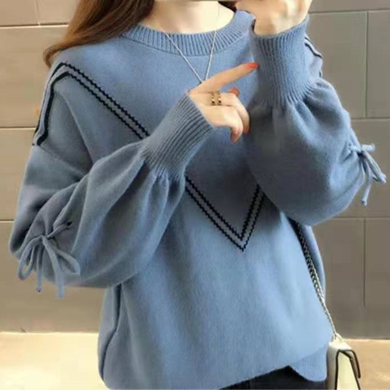 Áo sweater RENJIANVSHENG tay dài phong cách Hàn Quốc thời trang dành cho nữ