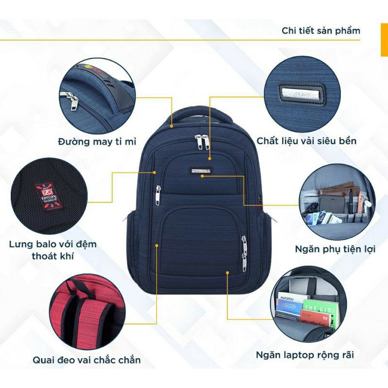 BALO LAPTOP 16 INCH KIM LONG KL 038 ,BALO DU LỊCH NHIỀU NGĂN NAM NỮ CAO CẤP CHỐNG NƯỚC