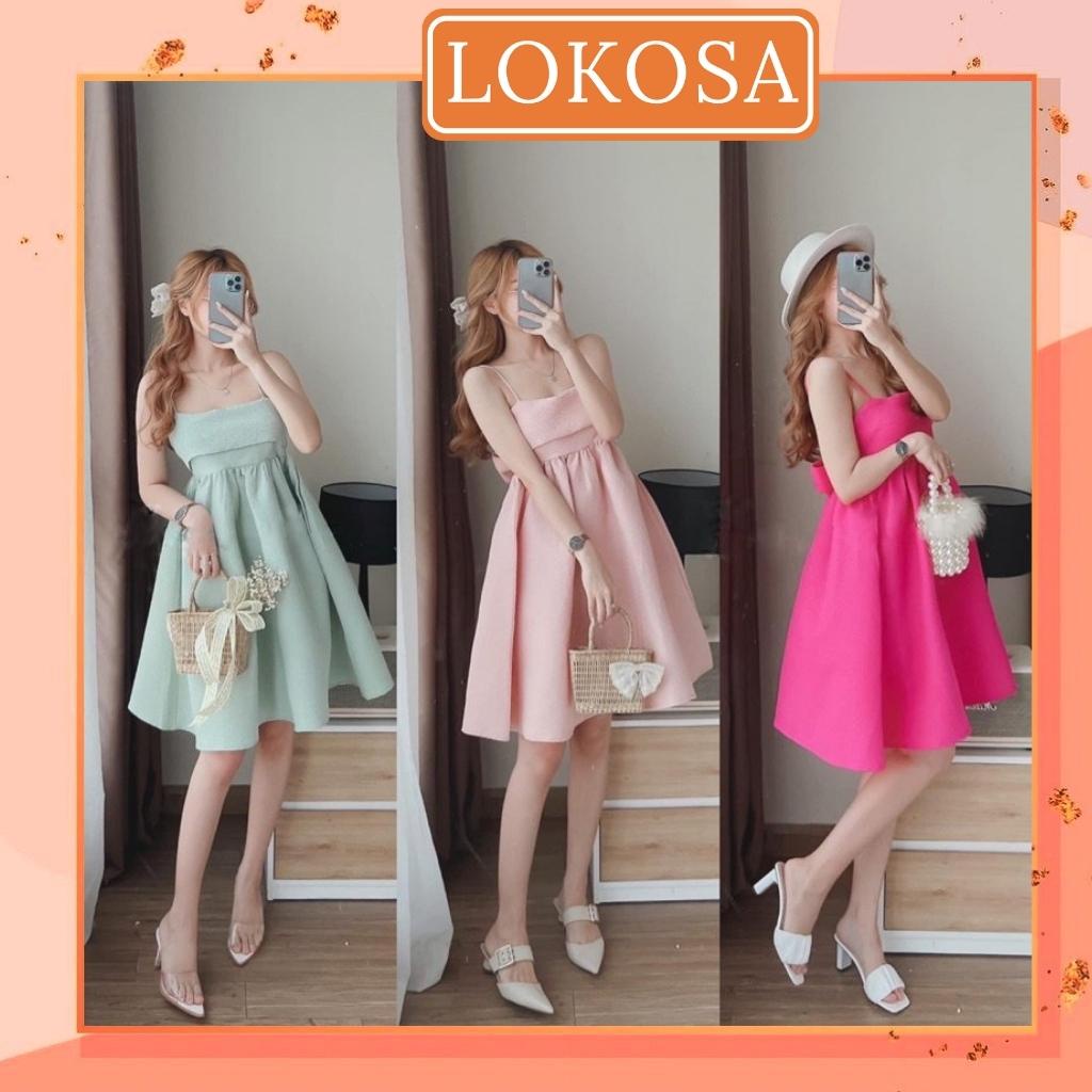 Váy Trắng Tiểu Thư LOKOSA Váy Babydoll Nơ 2 Dây Lưng Form Bồng Hàn Quốc Phong Cách Tiểu Thư VD070 | BigBuy360 - bigbuy360.vn