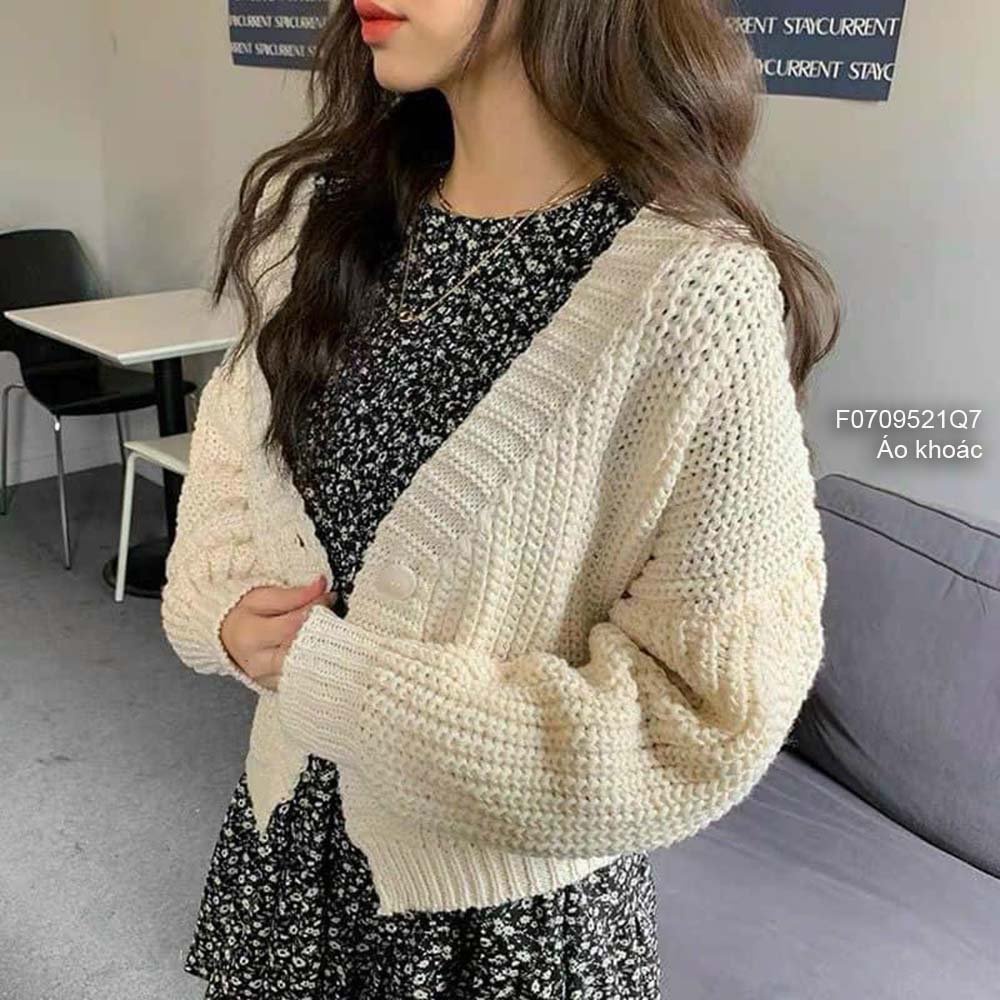 Áo khoác len cardigan gài một nút tay dài hàng đẹp QC!