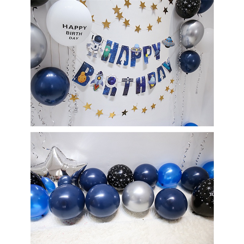 Set bong bóng trang trí sinh nhật hình phi hành gia vũ trụ cho bé trang trí tại nhà đơn giản