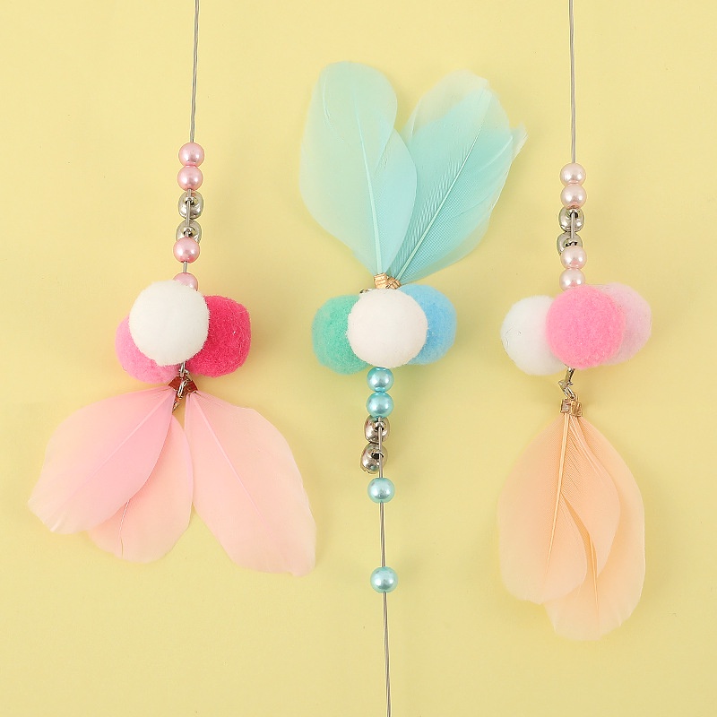 Đồ chơi cho mèo cần câu giá rẻ kiểu gậy gắn lông vũ sáng tạo dễ thương vui nhộn CANDYPETS