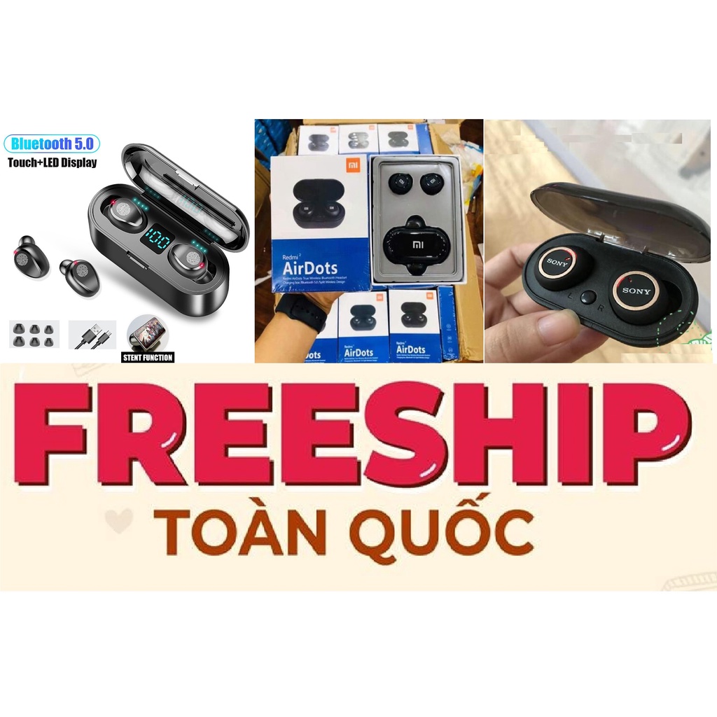 Tai nghe Bluetooth Đen Sony sport TWS-D76/Airdots/Amoi F9 (Bảo Hành 24 tháng)ⓑ
