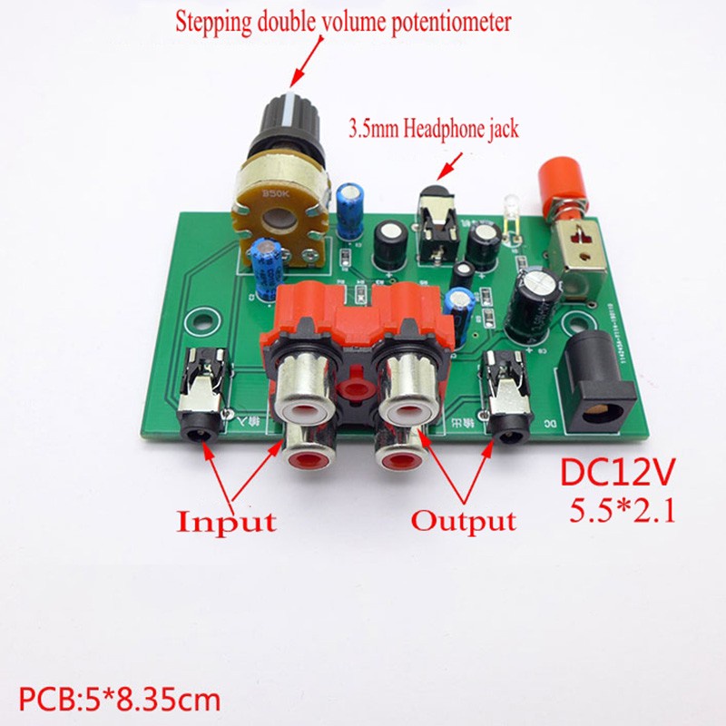 NE5532 Music Audio Signal Pre-Amplifier Gain Boost 20Db Headphone Volume Amplification Front Board