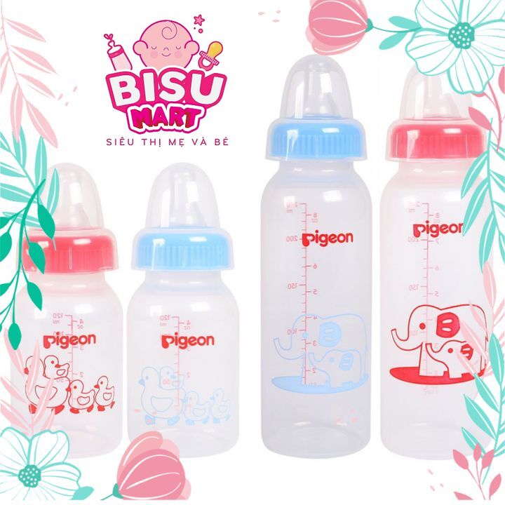 Bình Sữa Pigeon 240ml- 120ml: Bình Sữa cổ nhỏ PP Tiêu Chuẩn ( BPA Free)