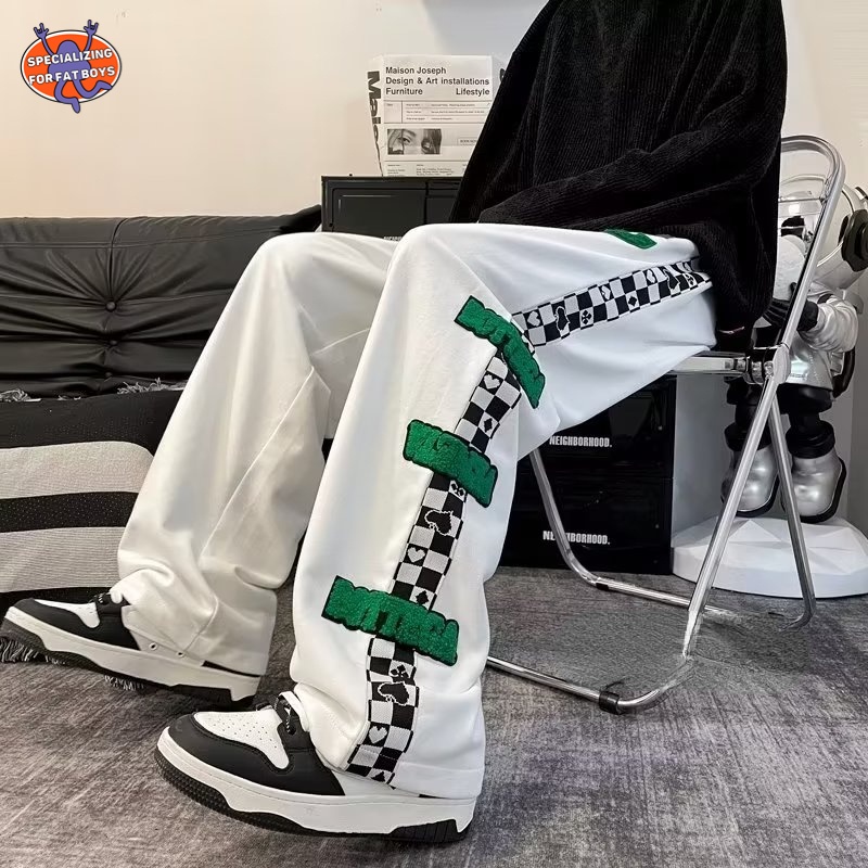 Quần Dài Dáng Rộng Suông Họa Tiết Bàn Cờ Vua Thêu Phong Cách Hip Hop Trẻ Trung Thời Trang Mùa Thu Cho Nam M-3XL