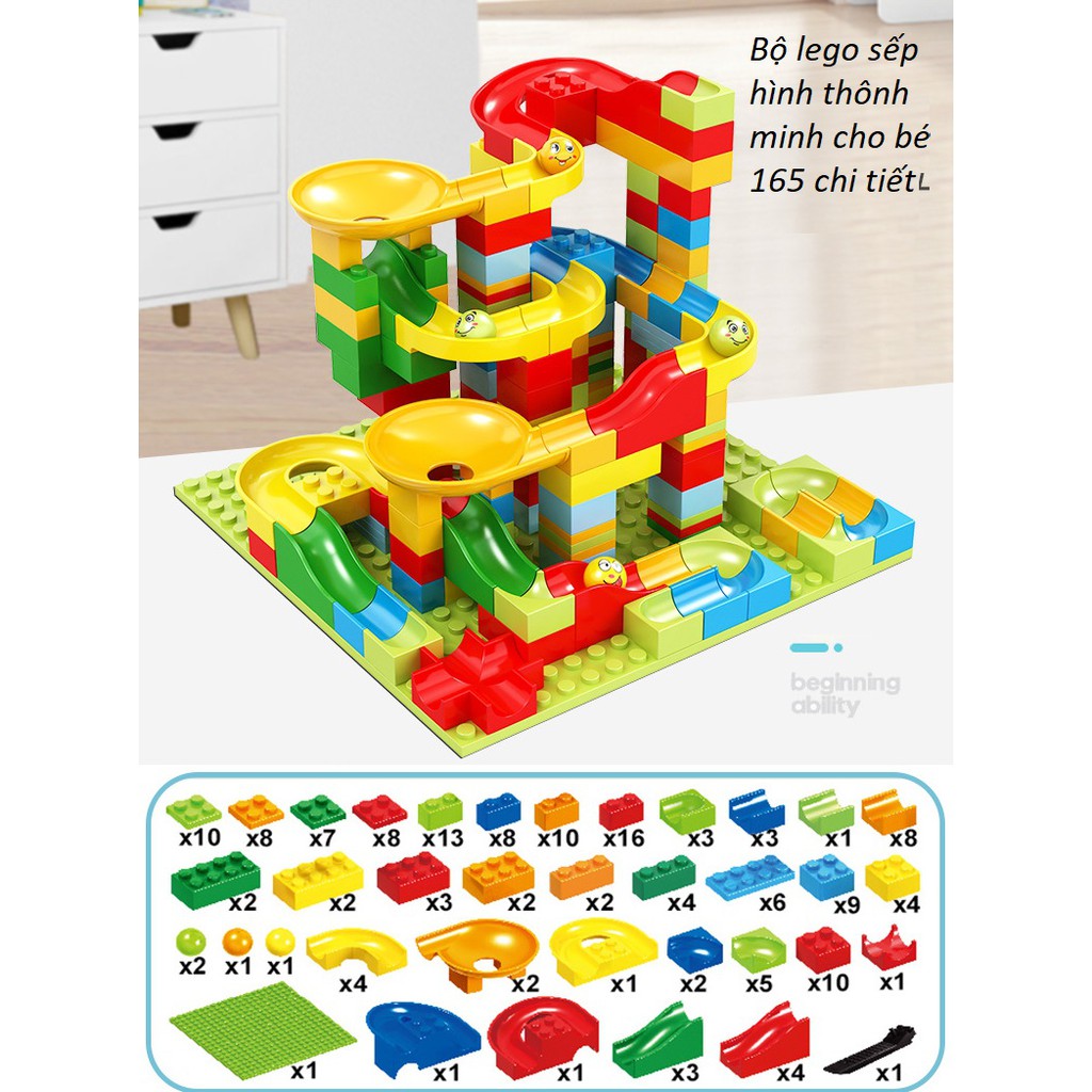 Bộ Xếp Hình Cầu Trượt Lego Thả Bi 168 Chi Tiết Cho Bé Đồ Chơi Xếp Hình Phát Triển Trí Não