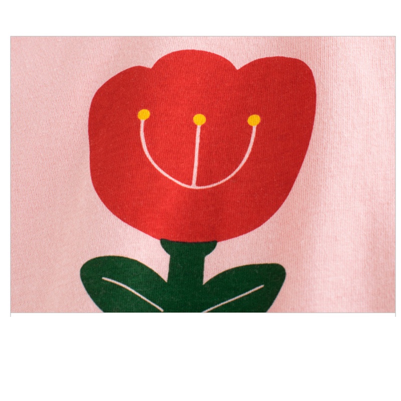 Áo Thun Ngắn Tay In Hoa Cho Bé Gái