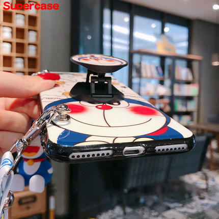 Cartoon doraemon Phone Case Samsung Galaxy A80 A90 M51 Note 20 Ultra M31 M21 A11 M11 M80s A91 M60s A81 Note 10 S10 Lite A31 A71 A51 A10 A70 A50 A20 A30 S10 Plus Soft Couple Cover With Holder Stand Lanyard