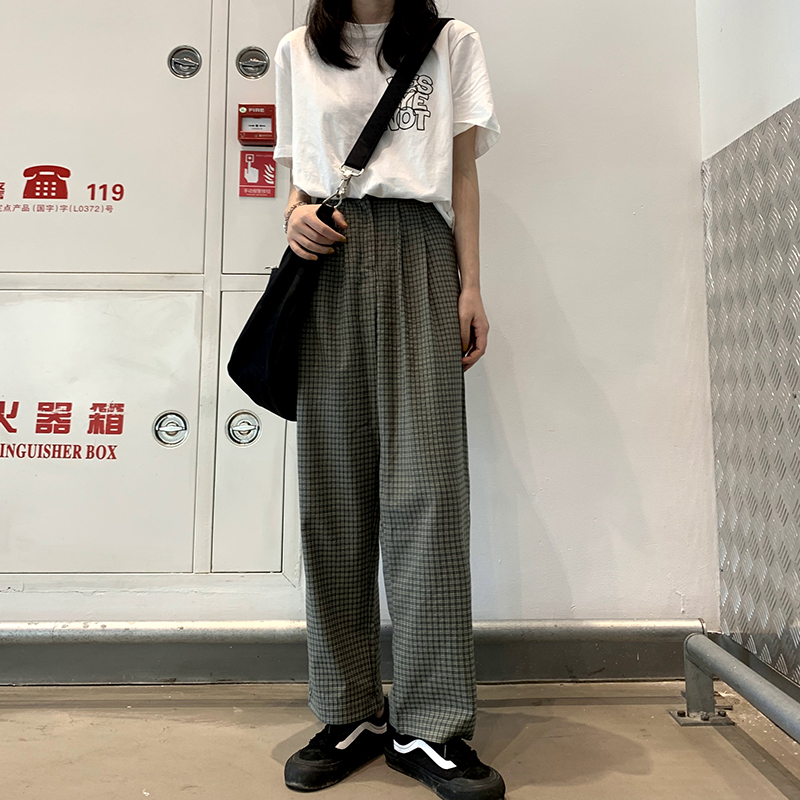 Bộ Áo Thun Dáng Rộng In Chữ + Quần Dài Lưng Cao Kiểu Retro Thời Trang 42790 | BigBuy360 - bigbuy360.vn