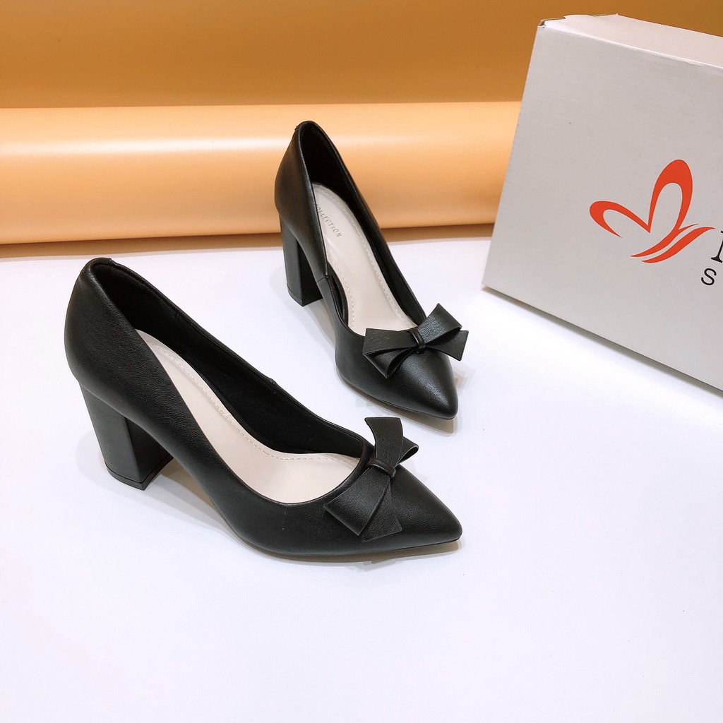 Min's Shoes - Giày Da Cao Gót VN82 Đen