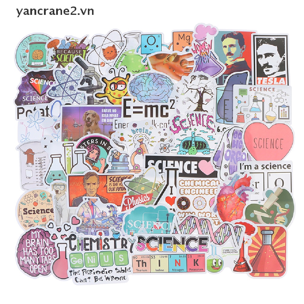 Set 100 Nhãn Dán Hóa Học Cho Laptop / Điện Thoại / Ván Trượt / Va Li