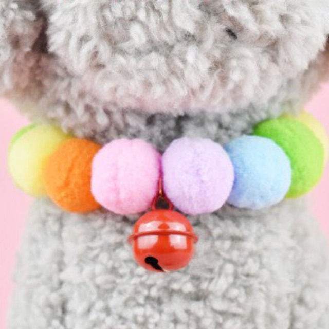 Vòng cổ bông hot trend tik tok co dãn cho chó mèo có chuông - 4pets official