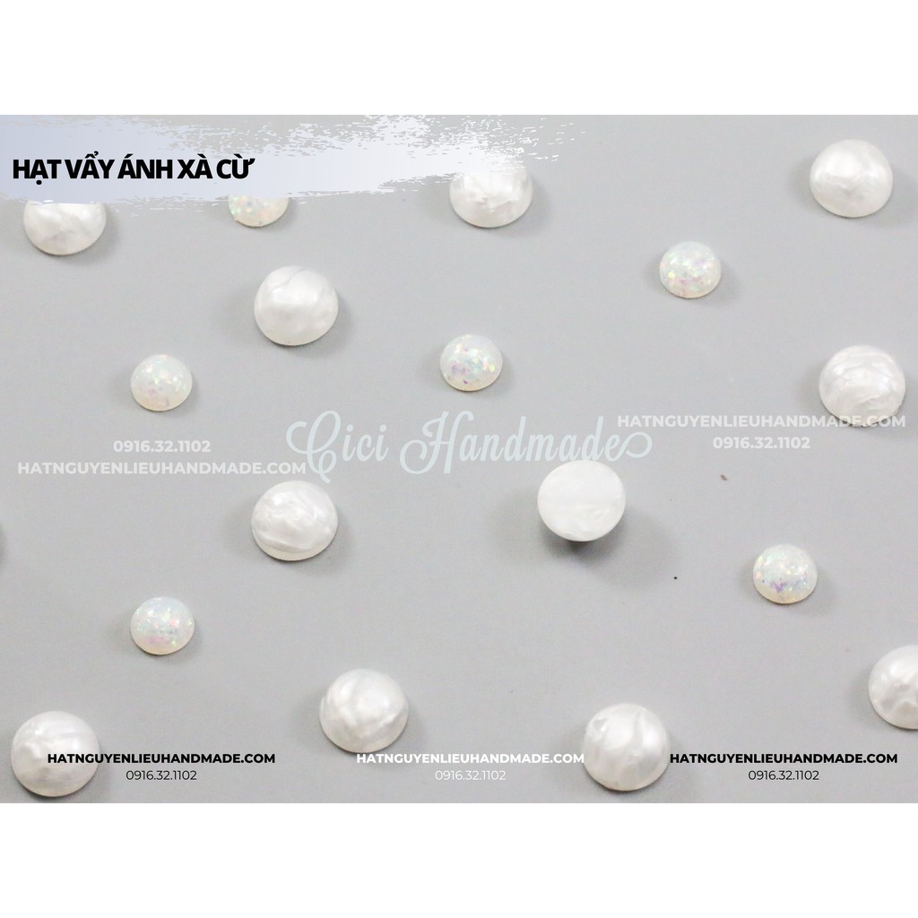 Túi 10 Hạt nửa resin trắng hồng xà cừ cao cấp 8-14mm Cici Handmade phụ kiện handmade tự làm kẹp tóc cài áo nguyên liệu