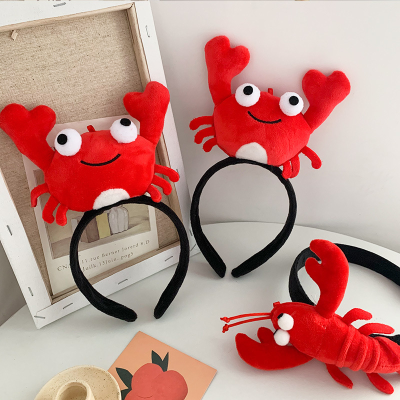 Cute Cartoon Crayfish Headband Funny Photo Hairpin Plush Animal Headband