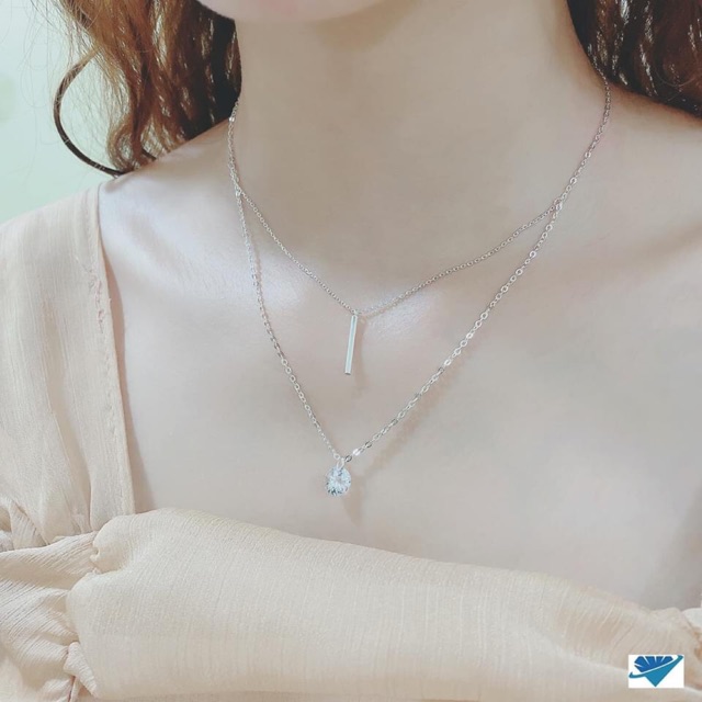 Dây chuyền đôi choker thanh đá hót , Chuẩn bạc ta bao trắng