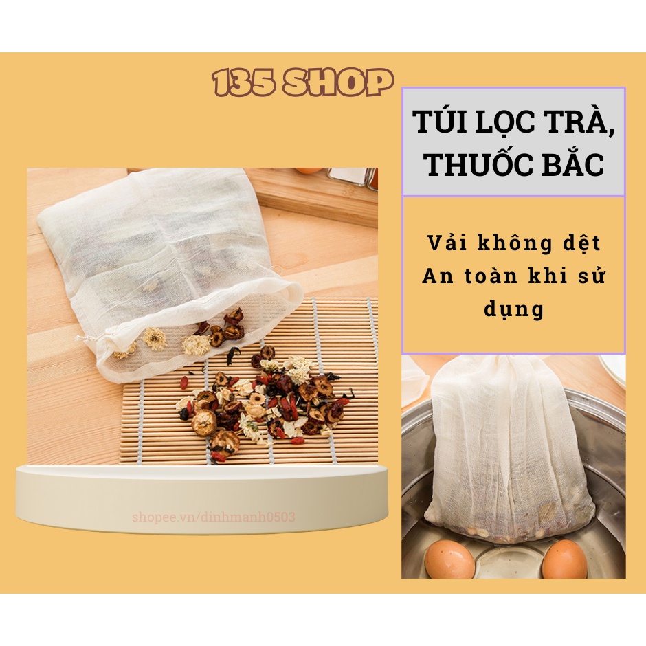 Túi lọc - Túi vải màn có dây rút ướp lọc trà, thảo dược tiện lợi