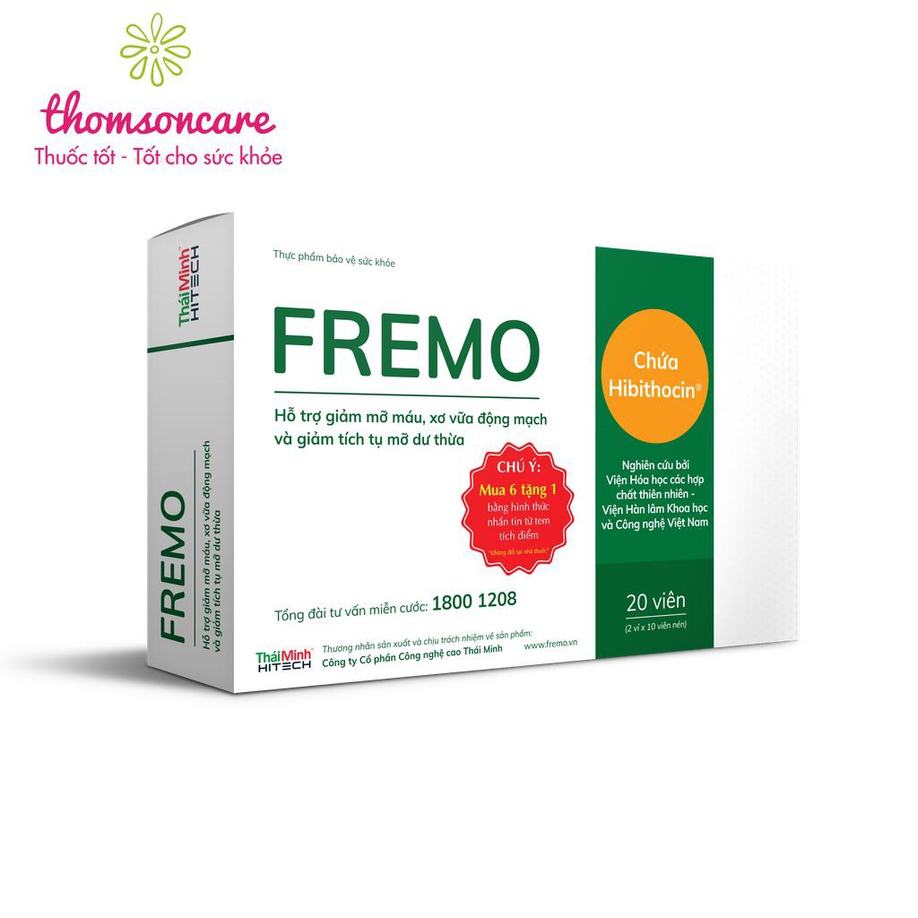 Fremo - Hỗ trợ giảm mỡ máu, hạ cholesterol từ thảo dược - Mua 6 tặng 1 bằng tem tích điểm