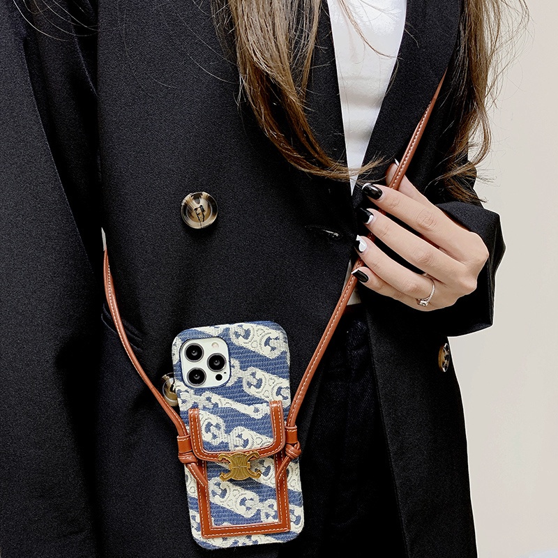 Thẻ Bao Da Điện Thoại Có Dây Đeo Cho iphone 11 12 pro max 13 pro max 14 pro max 15 pro max 14 plus