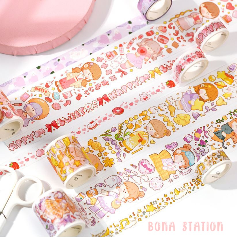 Bộ 5 cuộn washi tape Đậu đậu nhàn nhã | BSW046