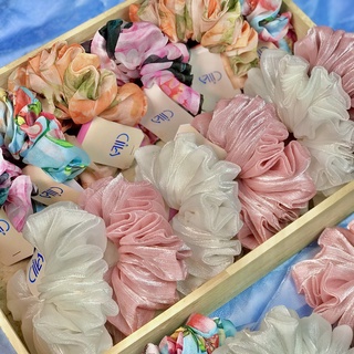 Scrunchies lụa tơ, chun buộc tóc cột tóc siêu phồng Cilla