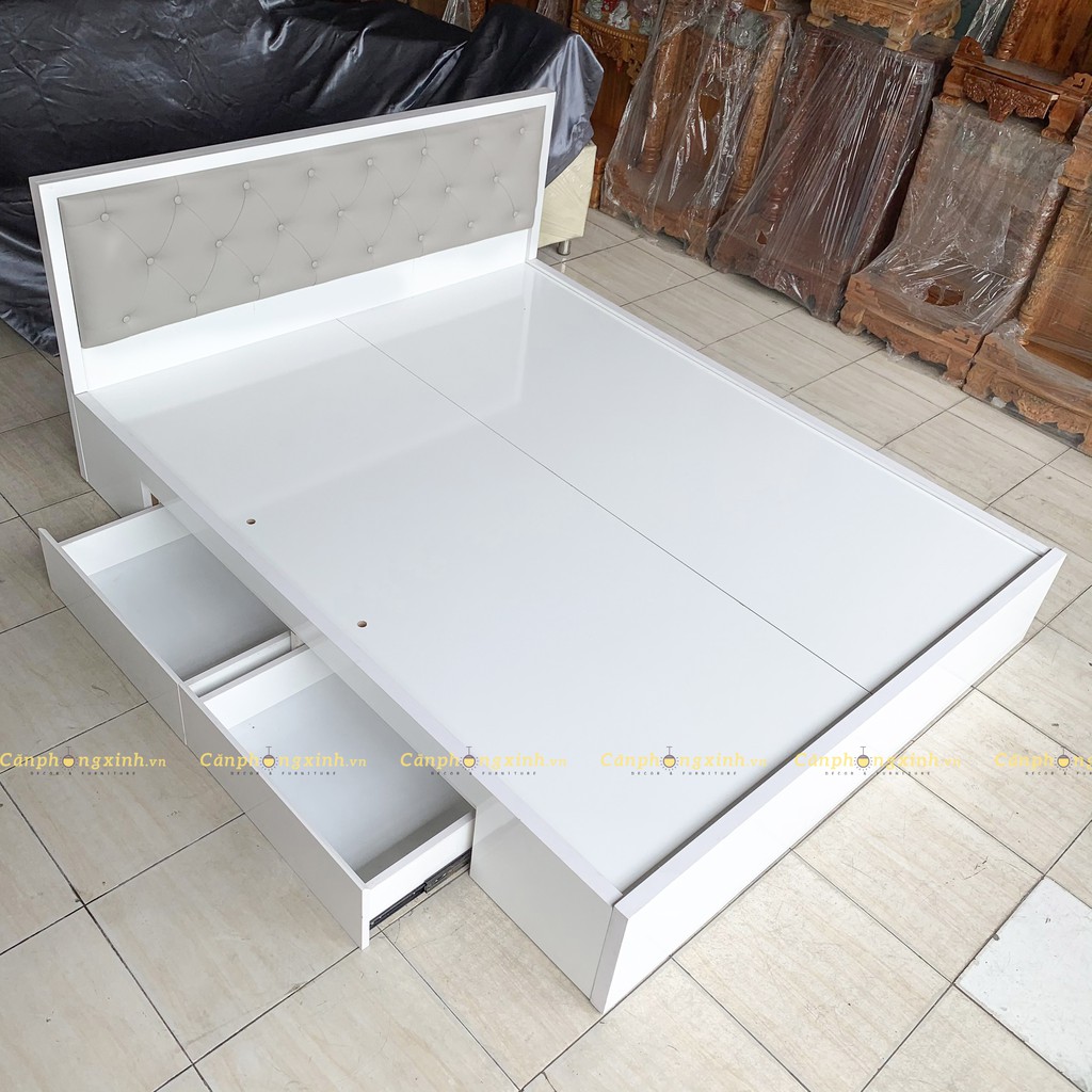 [Freeship HCM] Giường ngủ bọc nệm gỗ MDF 2 hộc kéo CPX-G37