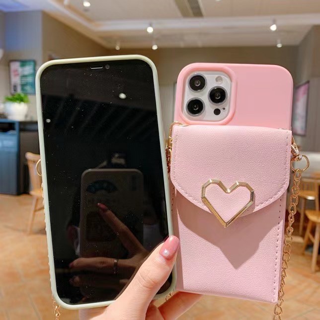 Ốp Điện Thoại Mềm Dạng Ví Có Dây Đeo Chéo Cho iphone 15 14 13 11 12 pro max mini se 2020 x xs max xr 6 6s 7 8 plus