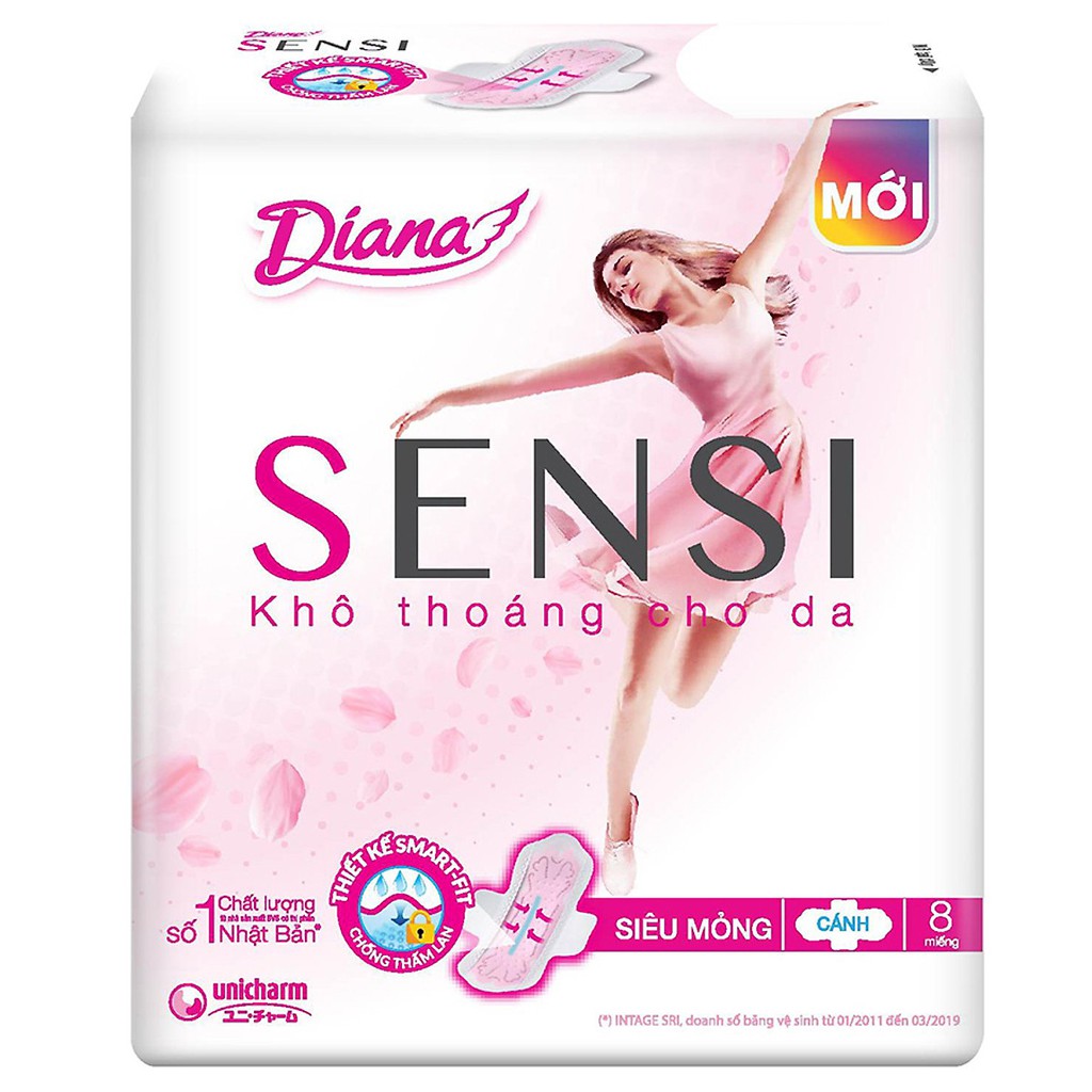 Băng Vệ Sinh Diana Sensi Siêu Mỏng Cánh (Gói 8 Miếng)