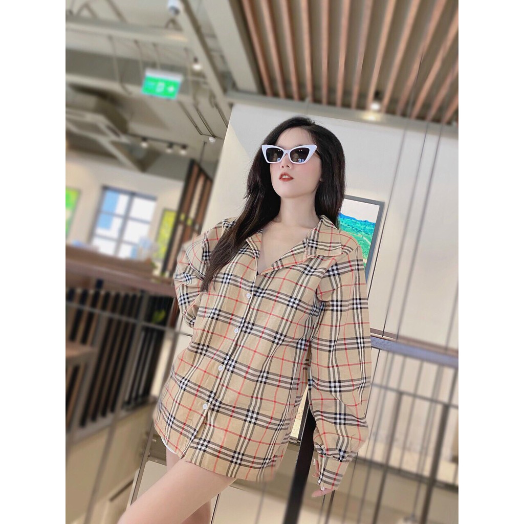 Áo Sơmi Nữ Caro Siêu Hót Tay Dài Và Croptop