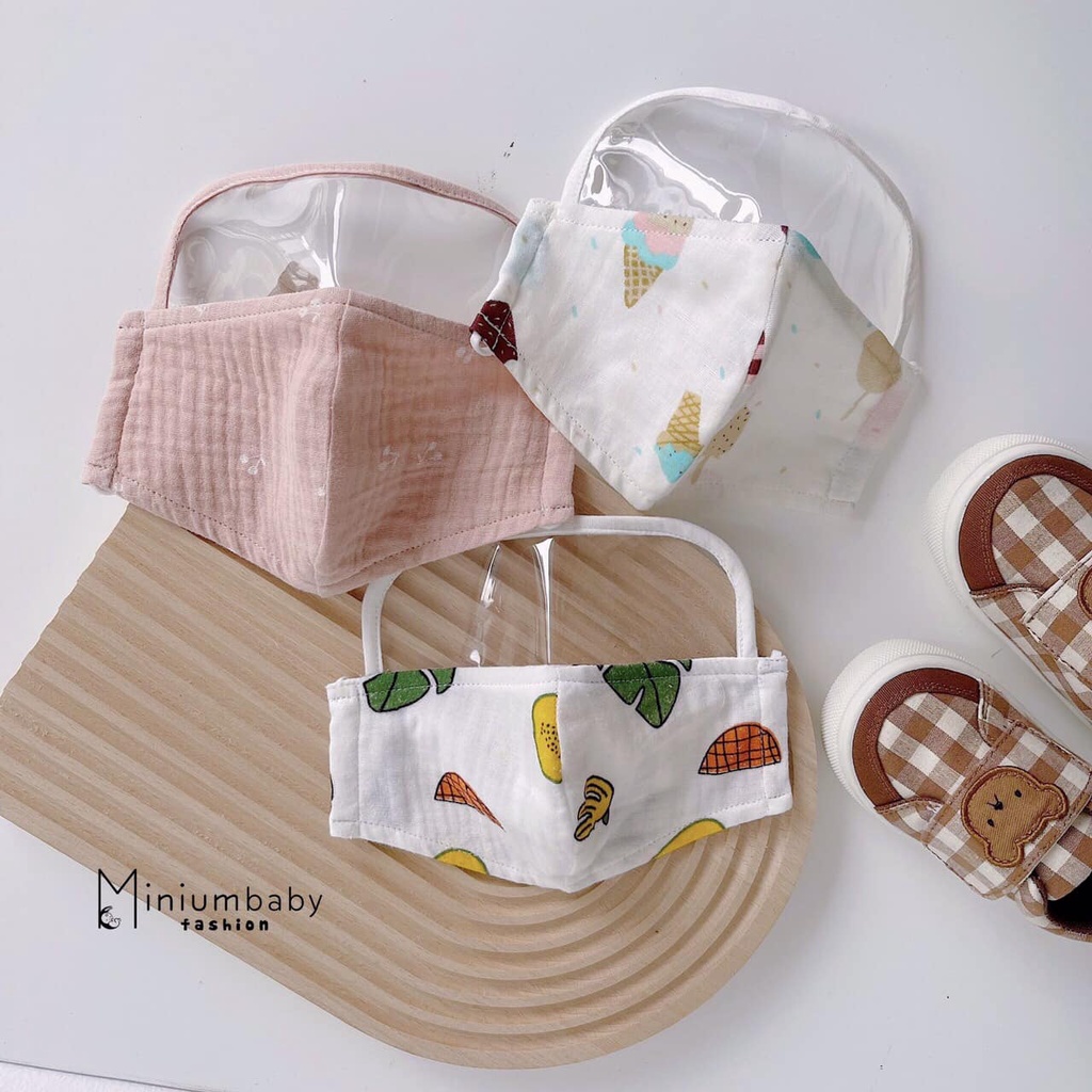 Khẩu trang xô Muslin có kính Miniumbaby